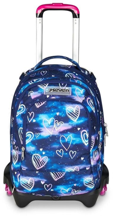 Ученическа раница на колела Seven Detach Heart и телескопична дръжка