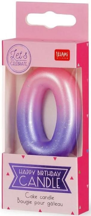 Свещ за рожден ден Legami - Цифра 0, розова