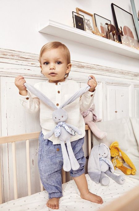 Плюшена играчка Kaloo - Малко зайче, синьо