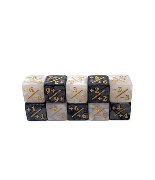 Комлект за Dice4Friends Dice Set - Counter Black-White/Gold, 10 бр.