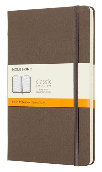 Класически кафяв тефтер Moleskine Classic Earth Brown с твърди корици и линирани страници