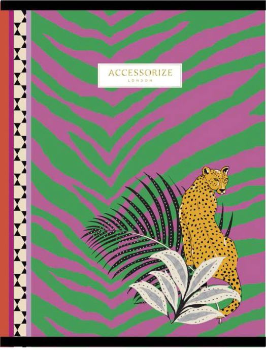 Тетрадка Accessorize А4, 40 листа - широки редове, леопард