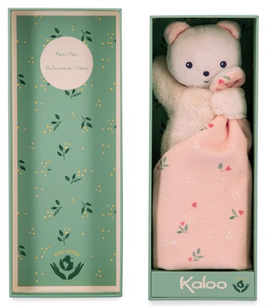 Плюшена играчка Kaloo - Мече с розово одеялце