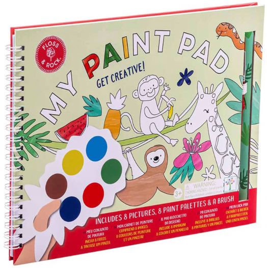 Комплект за рисуване със сухи бои Floss & Rock, My paint pad, Jungle - Диви животни