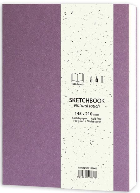 Скицник Drasca Natural Touch A5 128 листа, виолетов