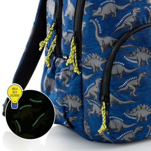 Раница Miquelrius Wild Dino с две отделения, светеща в тъмното