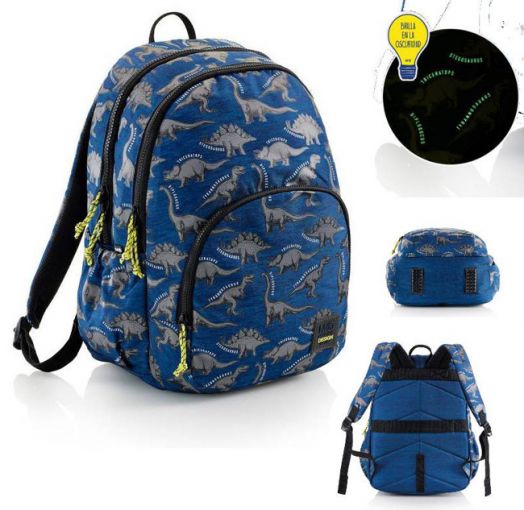 Раница Miquelrius Wild Dino с две отделения, светеща в тъмното