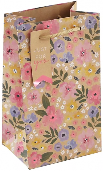 Подаръчна крафт торбичка за парфюм Eurowrap - Флорални