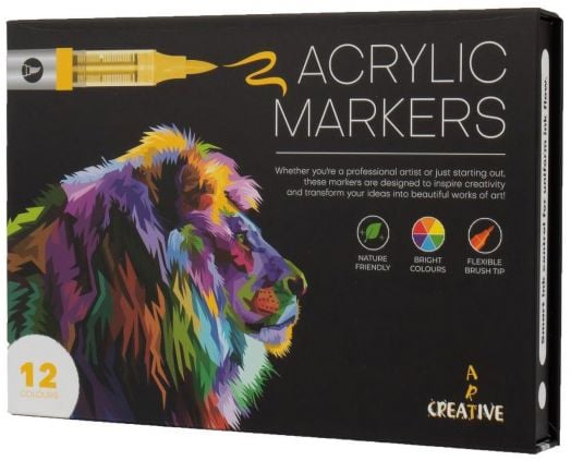 Акрилни маркери Creative Art, 12 цвята в кутия