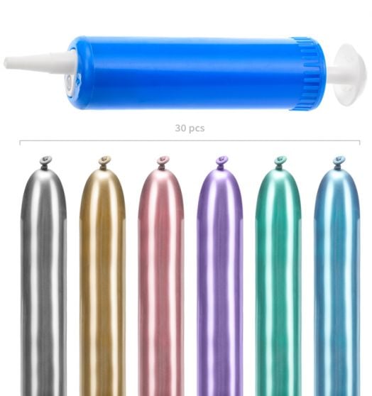 Комплект за парти PartyDeco - 30 металик балона + помпа