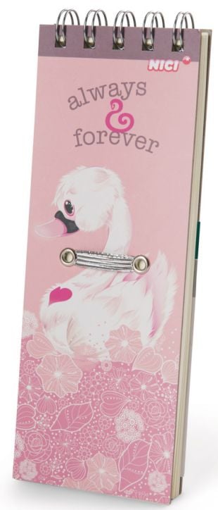 Тефтерче с химикалка Nici - Бял лебед