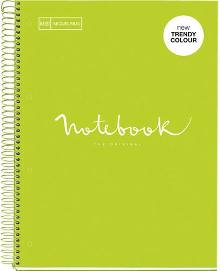Тетрадка Miquelrius Emotions А4 със спирала, 80 листа на малки квадратчета, лайм