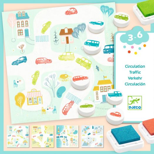 Креативен комплект Djeco: Направи картини с печати Traffic