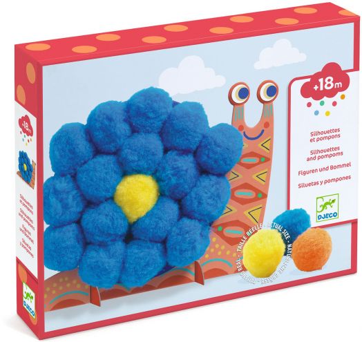 Направи сам колажи с помпони Djeco - Пухкави животни