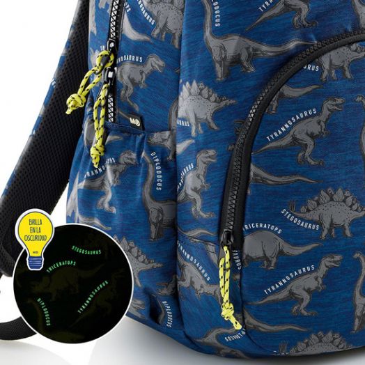 Раница Miquelrius Wild Dino с едно отделение, светеща в тъмното