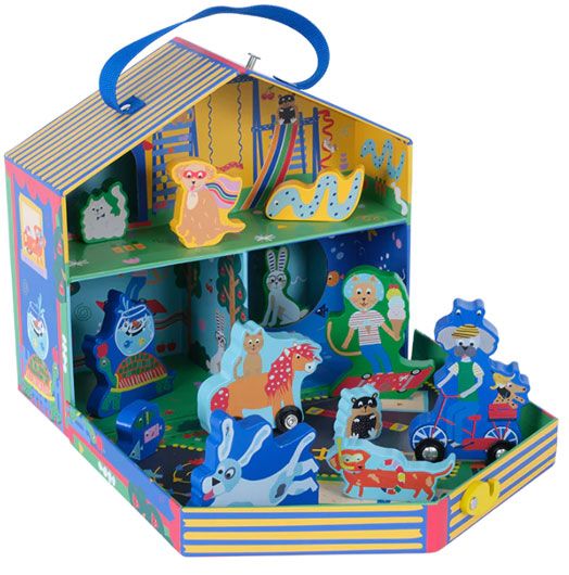 Кутия за игра с дървени фигурки Floss & Rock, Pets - Домашни любимци