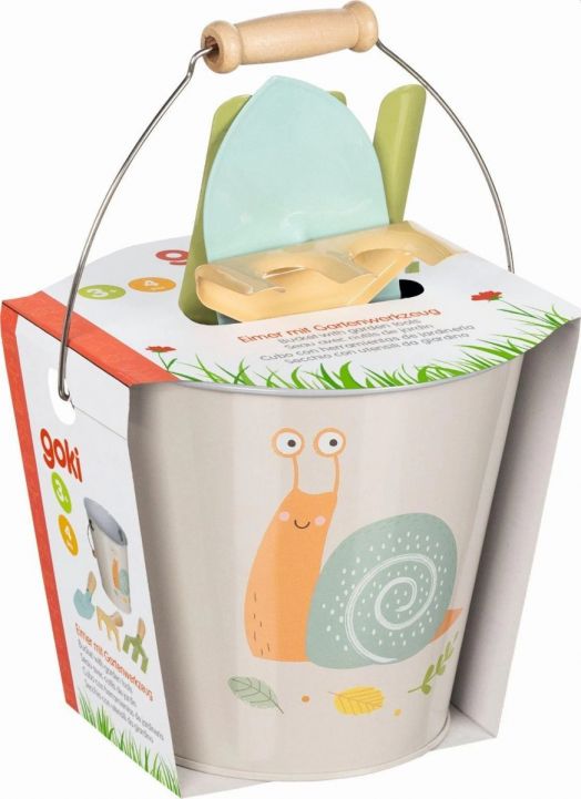 Детски комплект градински инструменти Goki - Oхлюв, 4 части