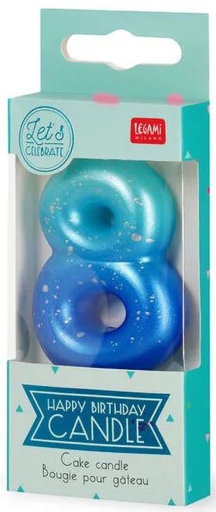 Свещ за рожден ден Legami - Цифра 8, синя