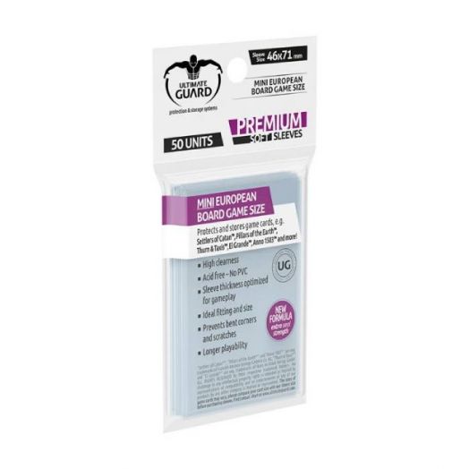 Протектори за карти Ultimate Guard: Premium Soft Sleeves - Mini European, 50 бр.
