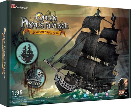 3D пъзел Cubic Fun - Кораб Отмъщението на кралица Анна, 328 части