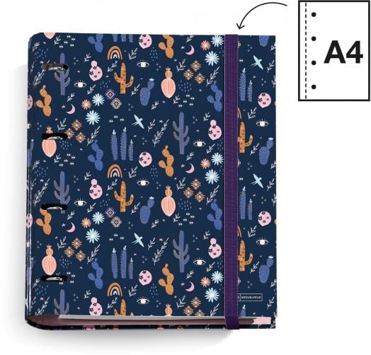 Папка Miquelrius Desert със 100 листа на малки квадратчета, 4 ринга и ластик