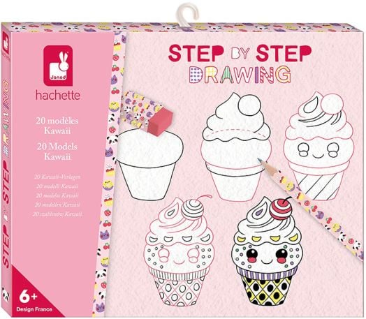 Комплект за рисуване стъпка по стъпка Janod - Kawaii