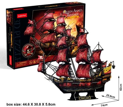 3D пъзел Cubic Fun - Кораб Queen Anne's Anniversary Edition, 391 части