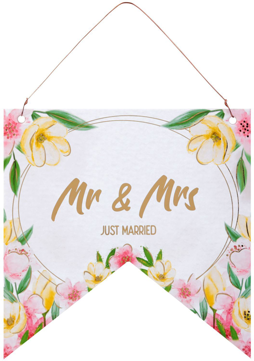 Табелка флагче за стена - Mr And Mrs, Just Married