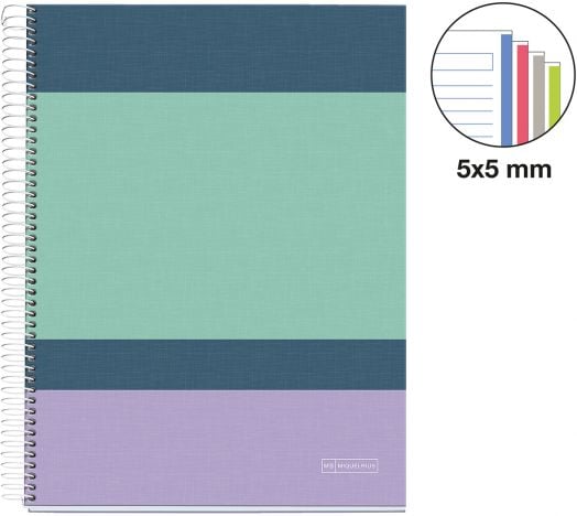 Тетрадка Miquelrius Rider Purple A4 със спирала, 140 листа с широки редове