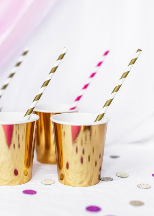 Златни сламки PartyDeco, 10 бр.