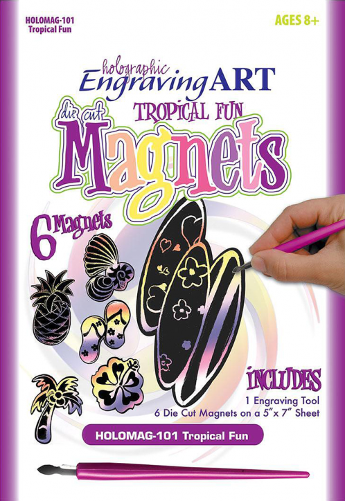 Комплект за гравиране с магнити елементи Royal & Langnickel - Tropical Fun, 6 бр.