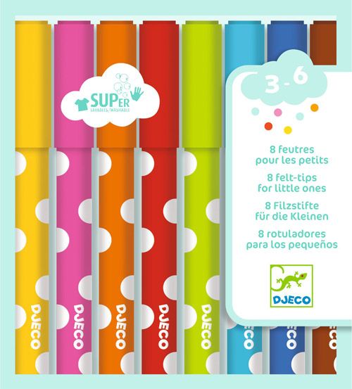Флумастери тип четка Djeco, 8 цвята