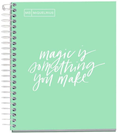 Тефтерче Miquelrius Messages А6 със спирала, 100 листа на широки редове, мента