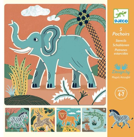 Творчески комплект Djeco: Шаблони с диви животни