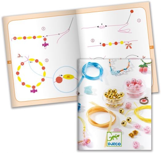 Направи си сам Djeco - Бижута с перлички и цветя