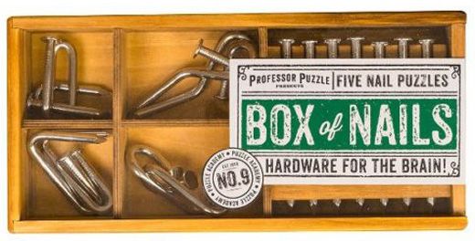 Комплект 3D метални пъзели Professor Puzzle, Кутия с пирони, 5 бр.