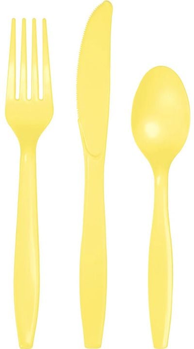 Пластмасови прибори Creative Party - Жълта мимоза, 24 бр.