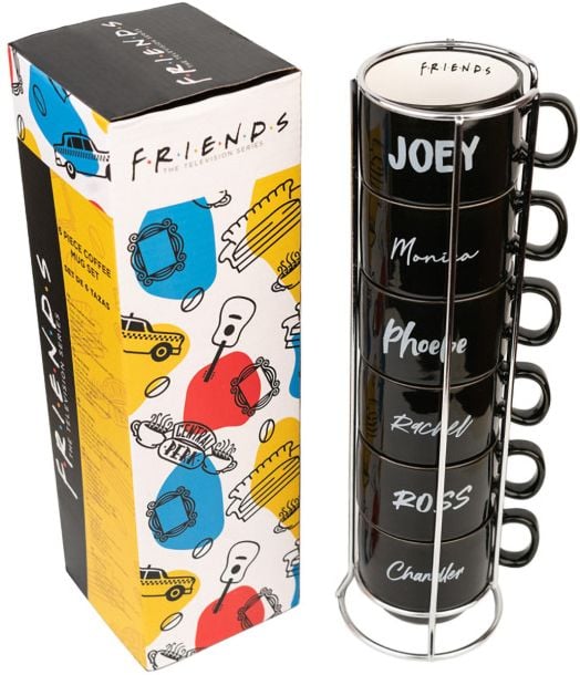 Комплект керамични чаши Grupo Erik - Friends Characters на метална стойка, 6 бр.