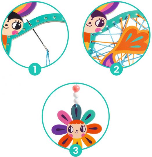 Творчески комплект Djeco - Направи висящи декорации с плетеници