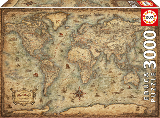Пъзел Educa: Карта на света, 3000 части