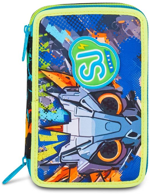 Ученически несесер Seven Gang Led Look с три отделения, пълен