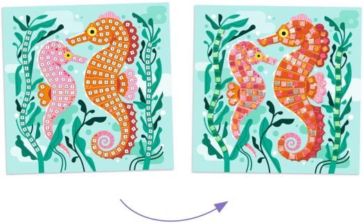 Творчески комплект Djeco: Мозайка с карибски животни