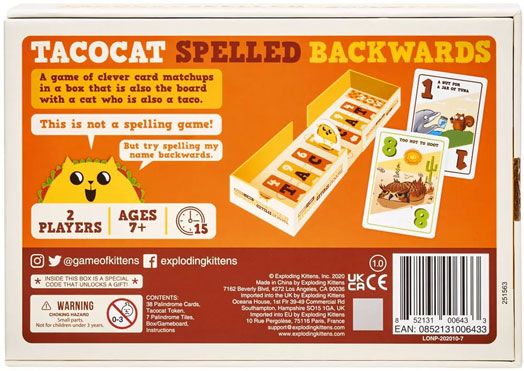 Настолна игра: Tacocat Spelled Backwards