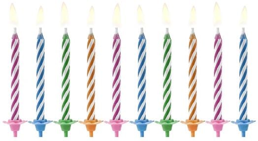 Свещи за рожден ден PartyDeco Magic, 10 бр.