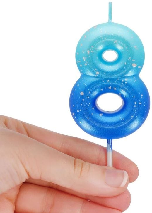 Свещ за рожден ден Legami - Цифра 8, синя