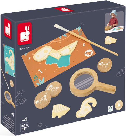 Образователна игра Janod - Намерете и сглобете динозаврите