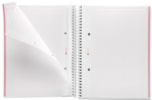 Тетрадка Miquelrius Emotions A5 със спирала, 80 листа на малки квадратчета, розова