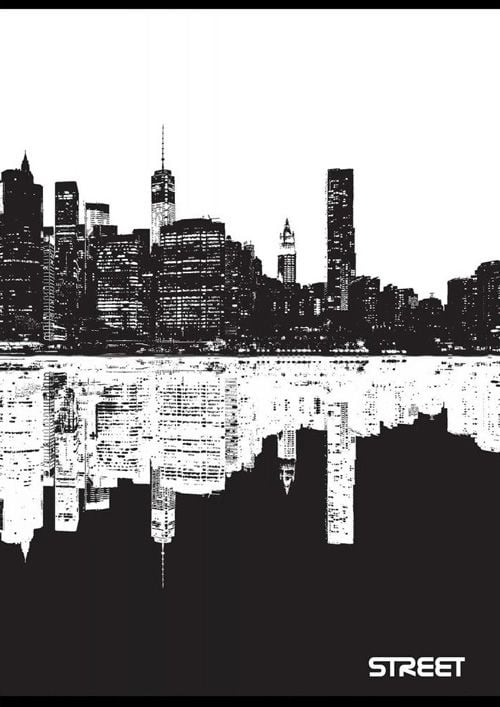 Тетрадка Street Black & White А5, 60 листа с широки редове