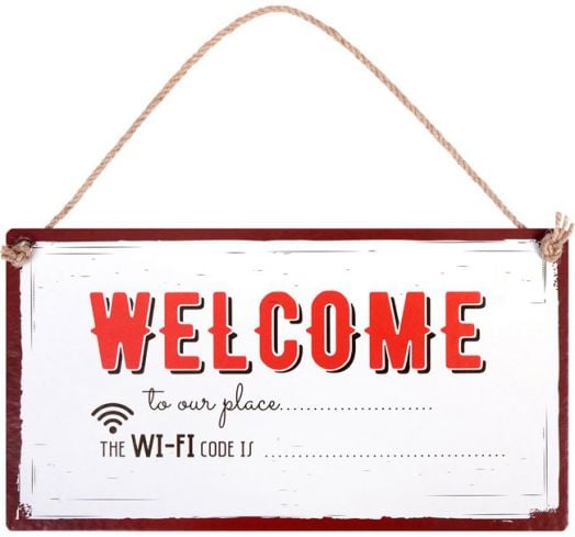 Табелка за стена - Welcome to our place... The Wi-Fi code is...