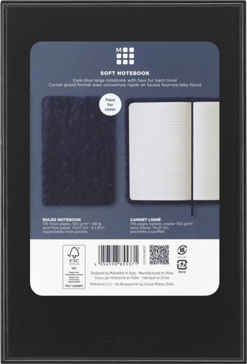 Тефтер Moleskine Faux Fur в кутия, тъмносин